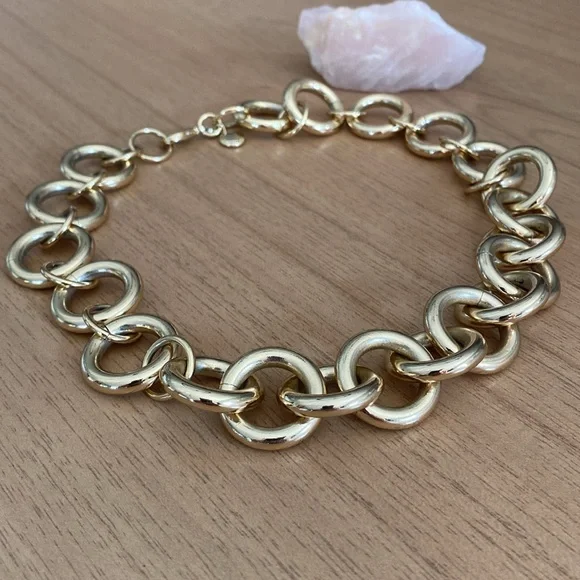 J. Crew Oversized Chunky Gold Ring Necklace - Picture 3 of 5